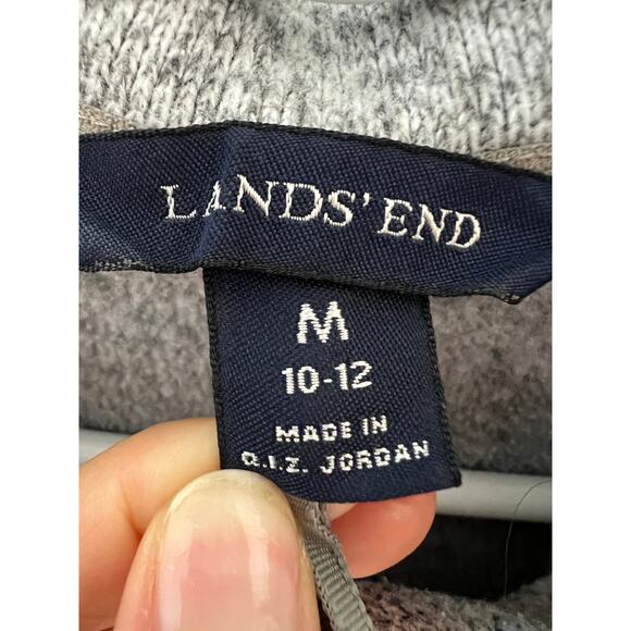 Land's End Gray Fleece 1/4 Zip Mock Neck Long Sleeve Sweater Youth M (10-12) - Picture 3 of 5